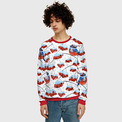 Свитшот мужской Снегири в шапочках на рябине, цвет: 3D-красный — фото 2