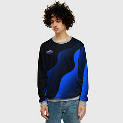 Свитшот мужской Субару - синие волны, цвет: 3D-меланж — фото 2