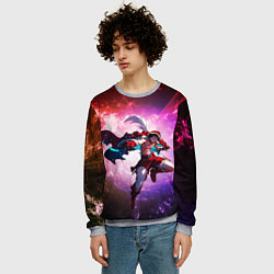 Свитшот мужской Эпический Луффи в Новый Год - Ван Пис, цвет: 3D-меланж — фото 2