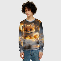 Свитшот мужской Лисичка и огоньки, цвет: 3D-меланж — фото 2