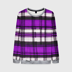 Свитшот мужской Фиолетово-белая ткань в клетку, цвет: 3D-меланж