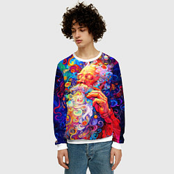 Свитшот мужской Santa Claus: pop-art modern pointillism, цвет: 3D-белый — фото 2