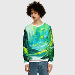 Свитшот мужской Зелёная кислотная абстракция, цвет: 3D-белый — фото 2