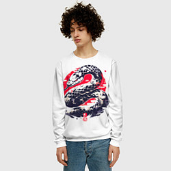 Свитшот мужской Змея и иероглифы, цвет: 3D-белый — фото 2