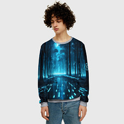 Свитшот мужской Синий цифровой лес, цвет: 3D-меланж — фото 2