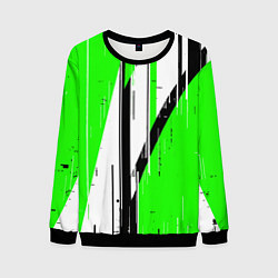 Свитшот мужской Black and white vertical stripes on a green backgr, цвет: 3D-черный