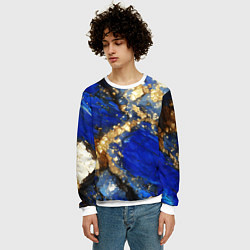 Свитшот мужской Золотой минерал в синем камне, цвет: 3D-белый — фото 2
