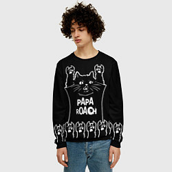 Свитшот мужской Papa Roach: cat rock, цвет: 3D-черный — фото 2