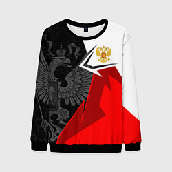 Свитшот мужской Герб России - красно-белый, цвет: 3D-черный