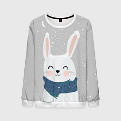 Свитшот мужской Милый снежный кролик, цвет: 3D-белый