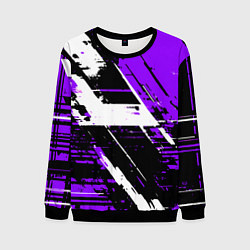 Мужской свитшот Diagonal black and white stripes on a purple backg