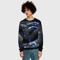 Свитшот мужской Металлическая змея киберпанк, цвет: 3D-черный — фото 2