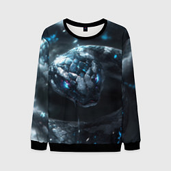 Свитшот мужской Кибер змея со светящимся глазами, цвет: 3D-черный