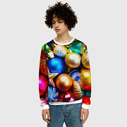 Свитшот мужской Новогодние украшения, цвет: 3D-белый — фото 2