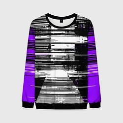 Свитшот мужской Горизонтальные чёрные линии на бело-фиолетовом фон, цвет: 3D-черный