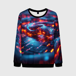 Свитшот мужской Фиолетовая темная кибер-змея, цвет: 3D-черный