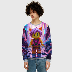 Свитшот мужской Роблокс с фиолетовыми волосами, цвет: 3D-меланж — фото 2