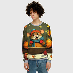 Свитшот мужской Новогодний грызун, цвет: 3D-меланж — фото 2