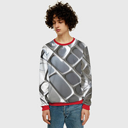 Свитшот мужской Полированный металл серебряный, цвет: 3D-красный — фото 2