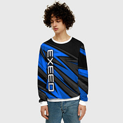 Свитшот мужской Exeed - синяя абстракция, цвет: 3D-белый — фото 2