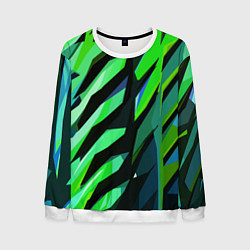 Свитшот мужской Чёрно-зелёная абстракция, цвет: 3D-белый