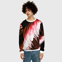 Свитшот мужской Красно-белая абстракция на чёрном фоне, цвет: 3D-белый — фото 2