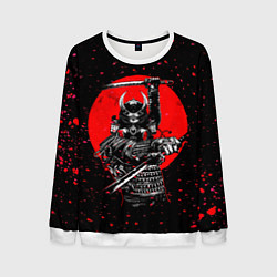 Свитшот мужской Кровавый самурай и луна, цвет: 3D-белый