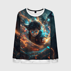 Свитшот мужской Гарри Поттер - вихрь магии, цвет: 3D-белый