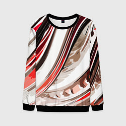 Мужской свитшот Волнистая бело-красная абстракция