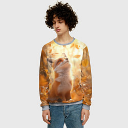 Свитшот мужской Рыжая лисица в осеннем лесу, цвет: 3D-меланж — фото 2