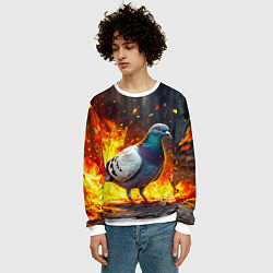 Свитшот мужской Голубь в огне, цвет: 3D-белый — фото 2