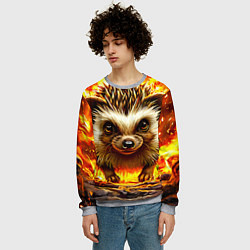Свитшот мужской Еж в огне, цвет: 3D-меланж — фото 2