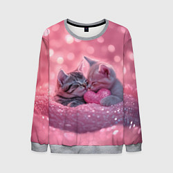 Мужской свитшот Влюбленные котята в розовых блестках
