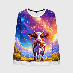 Свитшот мужской Коровка и звездное небо, цвет: 3D-белый