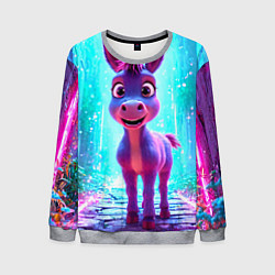 Мужской свитшот Ослик в неоновых искрах