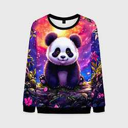 Свитшот мужской Панда и космическое небо, цвет: 3D-черный