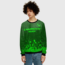 Свитшот мужской Chainsaw Man - green gradient посередине, цвет: 3D-черный — фото 2