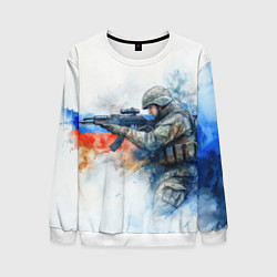 Мужской свитшот Русский солдат и флаг России