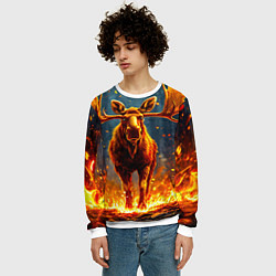 Свитшот мужской Лось в огне, цвет: 3D-белый — фото 2