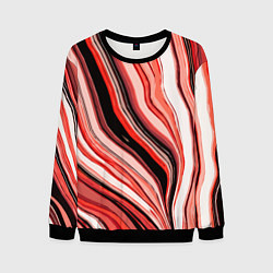 Мужской свитшот Волнистые вертикальные чёрно-красные полосы