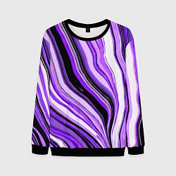 Свитшот мужской Волнистые вертикальные чёрно-фиолетовые полосы, цвет: 3D-черный