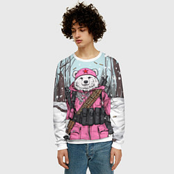 Свитшот мужской Русский медведь в розовой куртке, цвет: 3D-белый — фото 2