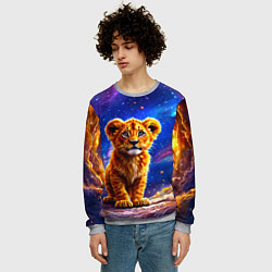 Свитшот мужской Львенок в звездную ночь, цвет: 3D-меланж — фото 2