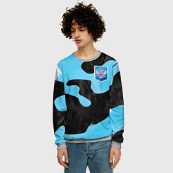 Свитшот мужской Черно-зеленый камуфляж и герб РФ, цвет: 3D-меланж — фото 2