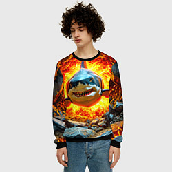 Свитшот мужской Акула в огне, цвет: 3D-черный — фото 2