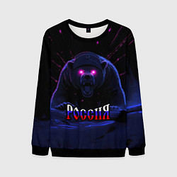 Свитшот мужской Россия агрессивный медведь, цвет: 3D-черный