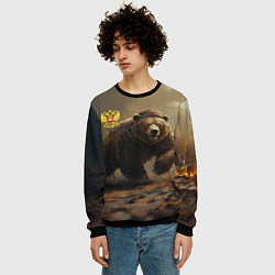 Свитшот мужской Русский бурый медведь, цвет: 3D-черный — фото 2