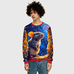 Свитшот мужской Крыса и космическое небо, цвет: 3D-красный — фото 2