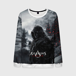 Свитшот мужской Assassins Creed охотник в горах, цвет: 3D-белый