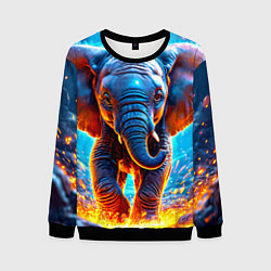 Свитшот мужской Слон и искры под ногами, цвет: 3D-черный